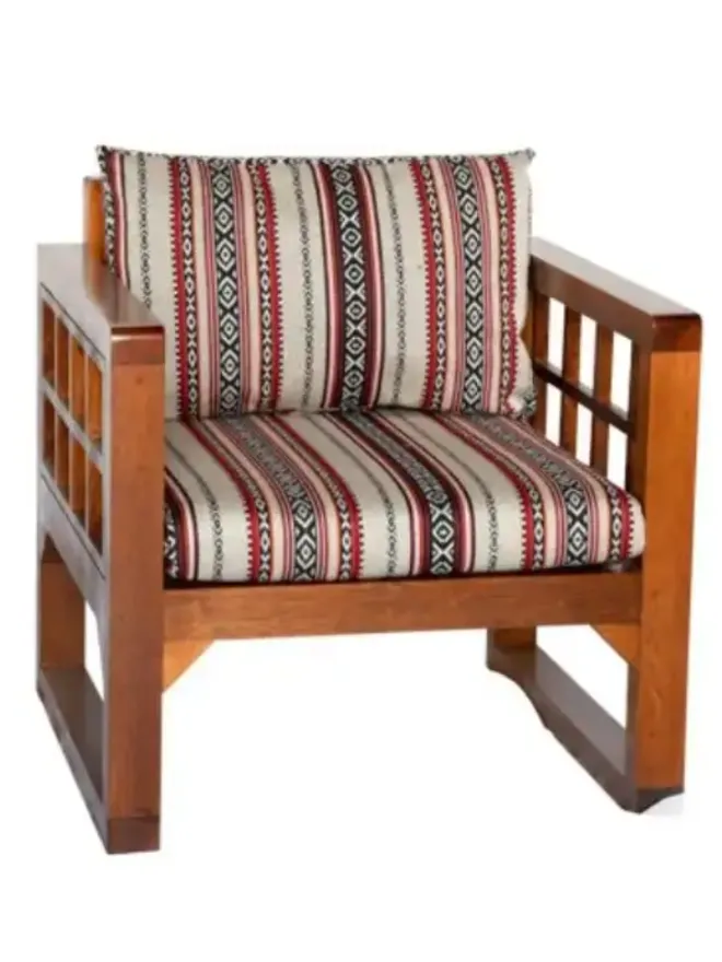 Grid Wooden Single Seater Sofa - Saddu for rent.webp